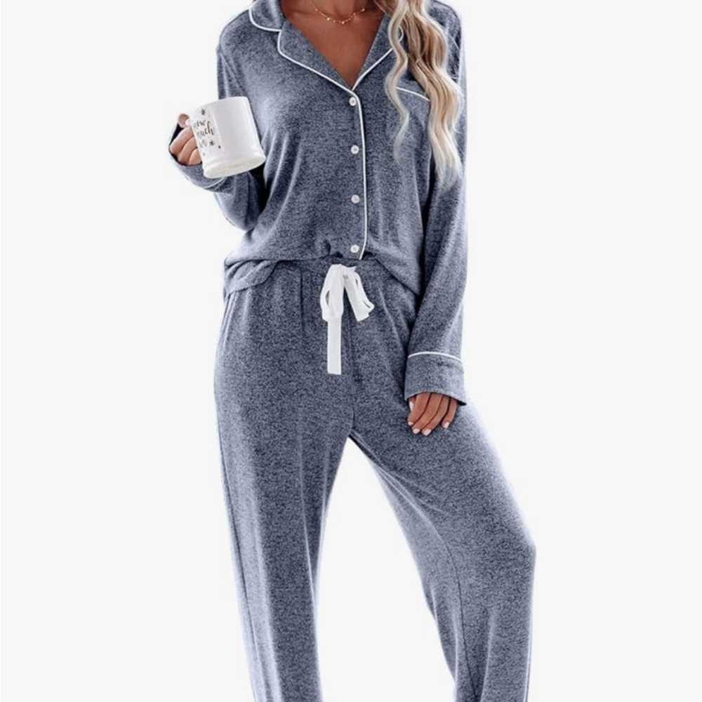 Aamikast light blue/gray Pajama Set with Soft Knit Fabric
